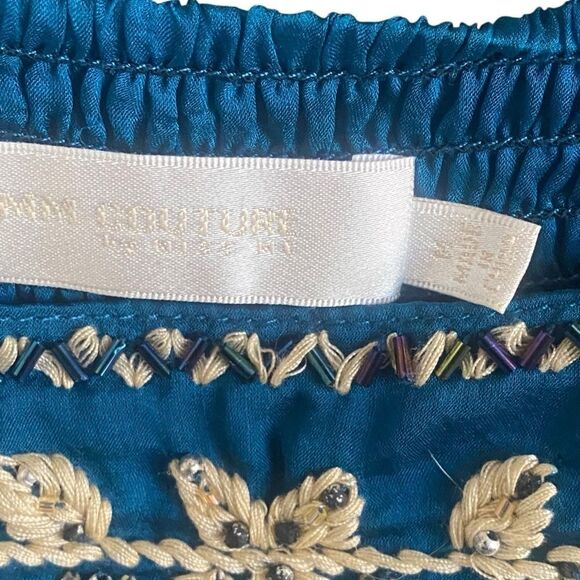 MM Couture Teal Embroidered Silk Tank/Top. Size Medium - Picture 4 of 7